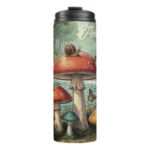 Grillige Cottagecore Paddenstoelen Gepersonaliseer Thermosbeker