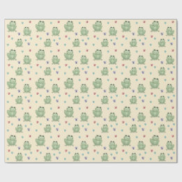 Grillige Crème Waterverf Kikker Baby Shower Cadeaupapier