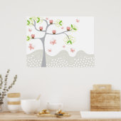 Grillige Cupcakes Boom Vlinders Verjaardag Poster (Keuken)