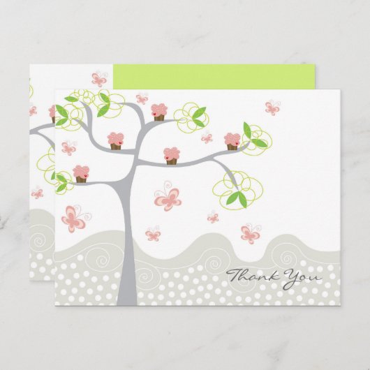 Grillige Cupcakes Boom Vlinders Zoete Verjaardag Briefkaart (Voorkant / Achterkant)