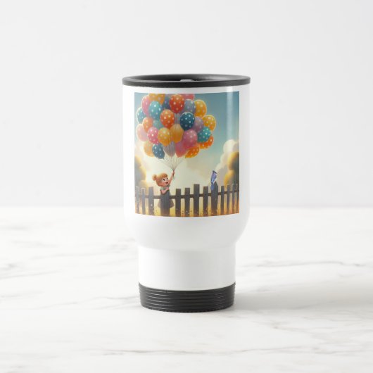 Grillige/cute ballonmeisjeskunst reisbeker (Center)