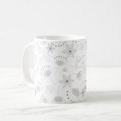 Grillige Cute Bloem- en Vogelpatroon op Wit Koffiemok (Voorkant links)