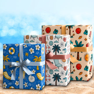 Grillige Cute Cartoon Zomer Strandvakantie Inpakpapier Vel