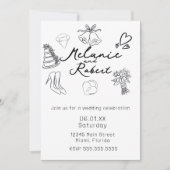 Grillige Cute Doodles Zwart Witte Bruiloft Save The Date (Voorkant)