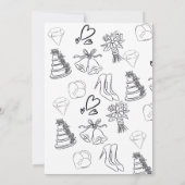 Grillige Cute Doodles Zwart Witte Bruiloft Save The Date (Achterkant)