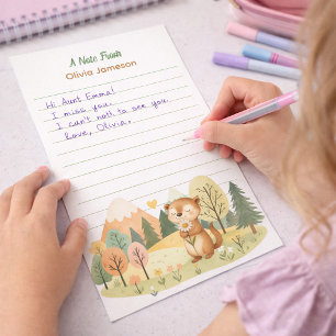 Grillige Cute Eekhoorn Bloem Gepersonaliseerde Kin Briefpapier