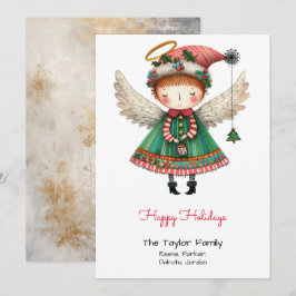Grillige Cute Engel Illustratie Gelukkig  Feestdagenkaart
