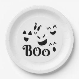 Grillige Cute Geest Gezicht, Boe, Halloween Thema Papieren Bordje