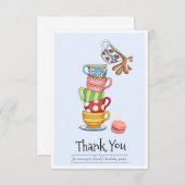 Grillige Cute Gestapelde Theekopjes  Bedankkaart (Voorkant / Achterkant)