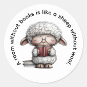 Grillige Cute Schapen Lezen een Boek Ronde Sticker (Voorkant)