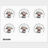 Grillige Cute Schapen Lezen een Boek Ronde Sticker (Vel)