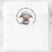 Grillige Cute Schapen Lezen een Boek Ronde Sticker (Tas)