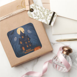 Grillige Cute Spooky Spoken Huis | Halloween - Vierkante Sticker