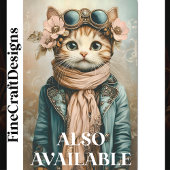 Grillige Cute Steampunk Kat + Sjaal BH3 Decoupage Tissuepapier