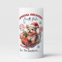 Grillige Cute Yorkie Kerst Pilaarkaars