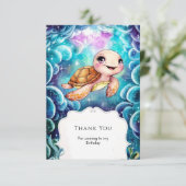 Grillige Cute Zee Turtle Verjaardag Bedankkaart (Staand voorkant)