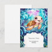 Grillige Cute Zee Turtle Verjaardag Bedankkaart (Voorkant / Achterkant)