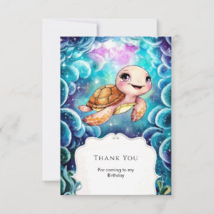 Grillige Cute Zeevaart Schildpad Verjaardag Bedankkaart