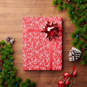 Grillige Cute Zwarte Witte Rode Patroon Meisjesach Cadeaupapier