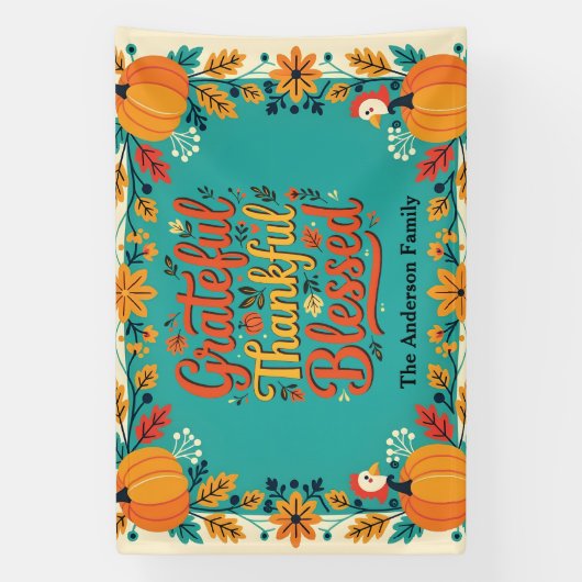 grillige dankbare gezegende Thanksgiving Spandoek (Verticaal)