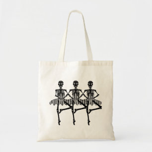 Grillige dansende ballerina skeletten Halloween Tote Bag