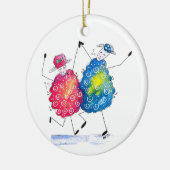 Grillige Dansende Schapen Keramisch Ornament (Links)