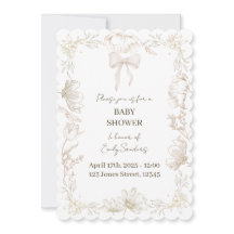 Grillige Delfts Bloem Baby Shower Uitnodiging