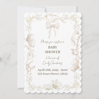 Grillige Delfts Bloem Baby Shower Uitnodiging