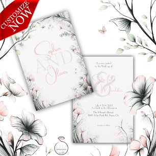 Grillige Delicate Blush Bloemige Tak Kaart