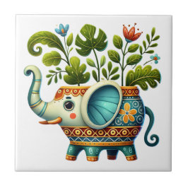 grillige dierenplantmachine tegeltje