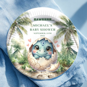 Grillige Dino Baby Shower Komt Erachter Borden Papieren Bordje