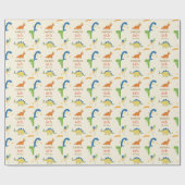 Grillige Dinosaur Prinses Verjaardag Cadeaupapier (Vlak)