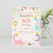 Grillige Dinosaur Prinses Verjaardag Kaart (Staand voorkant)