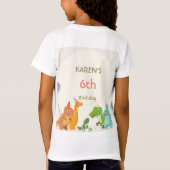 Grillige Dinosaur Prinses Verjaardag T-shirt (Achterkant)