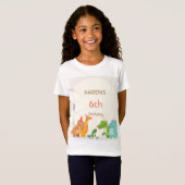 Grillige Dinosaur Prinses Verjaardag T-shirt (Voorkant volledig)