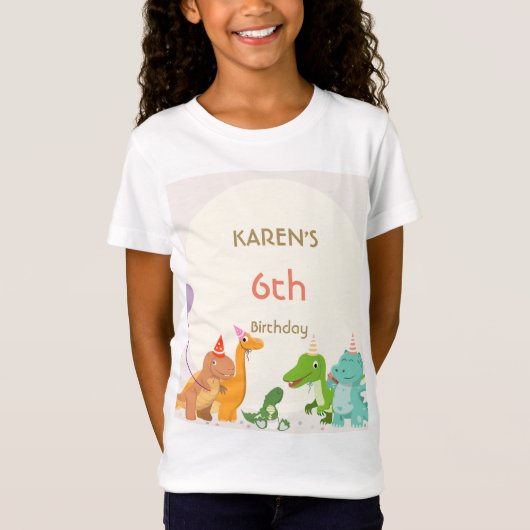 Grillige Dinosaur Prinses Verjaardag T-shirt (Voorkant)