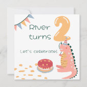 Grillige dinosaurus verjaardag piñata leeftijd 2 n kaart (Voorkant)