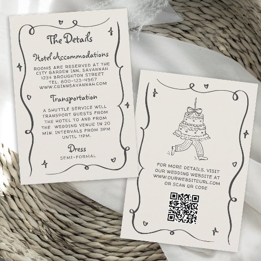 Grillige Doodles Handgetekende Golvende Frame Brui Servet