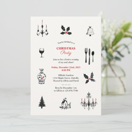 grillige doodles met de hand getekend kerstfeest kaart (Staand voorkant)