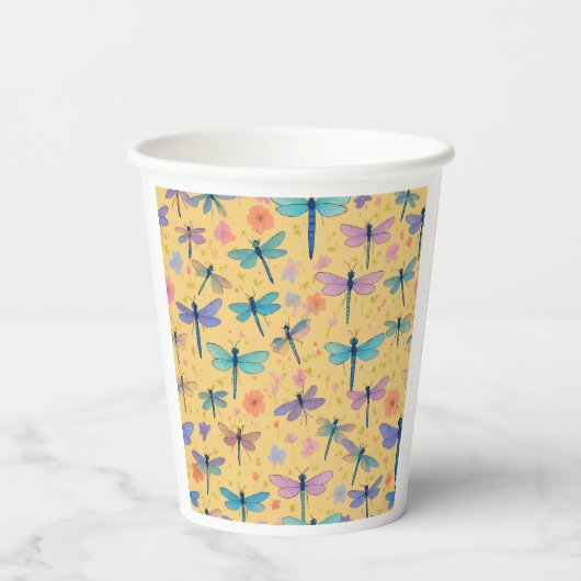 grillige Dragonfly Garden Paper cup Papieren Bekers (Achterkant)