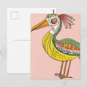 grillige driepotige vogel briefkaart (Voorkant / Achterkant)
