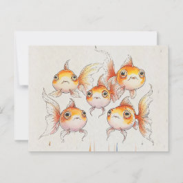 grillige drijvende goudvis briefkaart