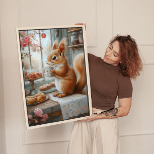 Grillige Eekhoorn Café Canvas Kunstprint Afdruk
