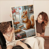 Grillige Eekhoorn Die Thee Drinkt Café Kunstprint Poster