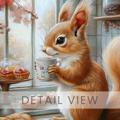 Grillige Eekhoorn Die Thee Drinkt Café Kunstprint Poster