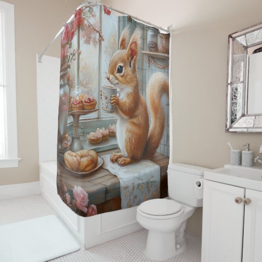 grillige eekhoorn douchegordijn (In situ)