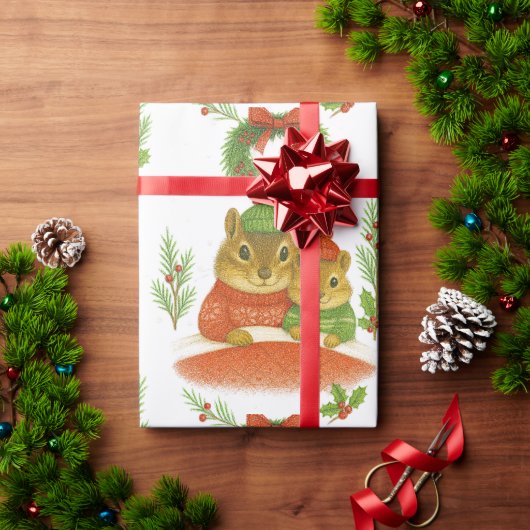 Grillige Eekhoorn en Pijnboom Cadeaupapier (Feestdagen Geschenken)