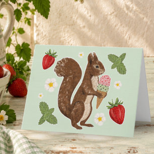 Grillige Eekhoorn Ijs Strawberry Notitiekaartje