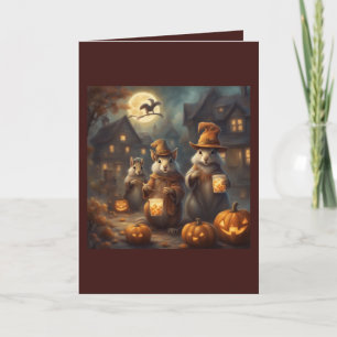 Grillige Eekhoorns Trick or Treat Halloween Kaart