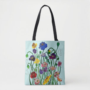 Grillige Eendenei Blauw Wilde Klaproos Aquarel Tote Bag